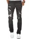 Amaci&Sons Herren Strech Destroyed Slim Fit Denim Jeans Hose 7995 Anthrazit W32/L32