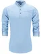 JEETOO Herren Langarm Oxford Hemd Modell Slim Fit Stehkragen Bügelleicht (Medium, Blau_3)