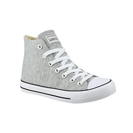 Unisex Sneaker Bequeme Sportschuhe für Damen und Herren High Top Turnschuh Textil Schuhe 014-A XG201 Yellow-41