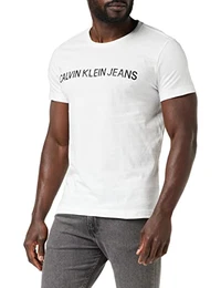 Calvin Klein Herren CORE INSTITUTIONAL LOGO SLIM TEE T-Shirt, Weiß (Bright White 112), Medium (Herstellergröße: M)