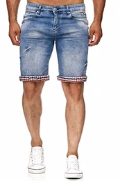 Kurze Denim Herrenhose Hose Jeans Vintage Destroyed Bermuda Shorts A1-RN-13601, Größe:M, Farbe:13613 Blau