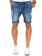 Amaci&Sons Herren Basic Jeans Shorts Kurze Denim Bermuda Krempel Stretch Hose Regular Fit 7992 Mittelblau W32