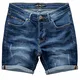 Amaci&Sons Herren Destroyed Jeans Shorts Kurze Denim Bermuda Krempel Stretch Hose Regular Fit 7991 Mittelblau W32