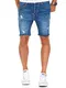 Amaci&Sons Herren Destroyed Jeans Shorts Kurze Denim Bermuda Krempel Stretch Hose 7990 Hellblau W32