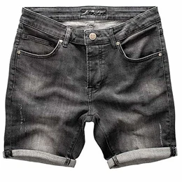 Herren Destroyed Jeans Shorts Kurze Denim Bermuda Krempel Stretch Hose Regular Fit 7991 Anthrazit W30