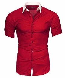 Herren Hemd Maimi Kurzarm, Rot (M)