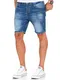 Amaci&Sons Herren Destroyed Jeans Shorts Kurze Denim Bermuda Krempel Stretch Hose Regular Fit 7991 Hellblau W32