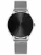 Alienwork Armbanduhr Damen Silber Metall Mesh Armband Edelstahl Schwarz Ultra-flach dünn