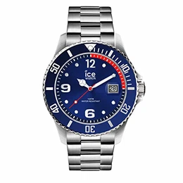 - ICE steel Blue silver - Blaue Herren/Unisexuhr mit Metallarmband - 015771 (Medium)
