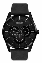 Herren Multi Zifferblatt Quarz Armbanduhr mit Lederarmband SO-3572-LM