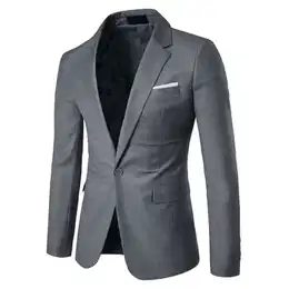 Sakko Herren Slim Fit Anzugjacke EIN Knopf Sakko für Business Dunkelgrau M