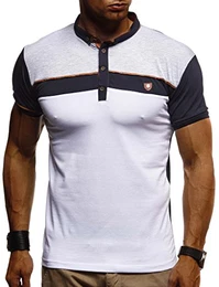 Herren Sommer T-Shirt Polo Kragen Slim Fit Baumwolle-Anteil Basic schwarzes Männer Poloshirts Longsleeve-Sweatshirt Kurzarm Weißes Kurzarmshirts lang LN1420 Dunkel Blau Medium
