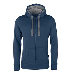 HRM Herren Hooded Jacket, denim, Gr. M I Premium Kapuzenjacke Herren mit Kontrast-Innenfutter I Basic Hoodie mit Reißverschluss I Zip Hoodie I Hochwertige & nachhaltige Herren-Bekleidung