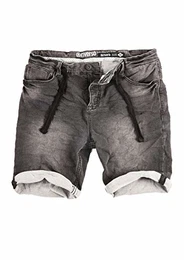 Herren Jeans Shorts RIVFred Kurze Hose Sommer Bermuda Stretch Sweathose Baumwolle Schwarz Grau Blau Dunkelblau w30 - w42, Größe:W 33, Farbe:Black Denim (24000)