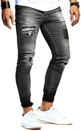 Herren Jeans Hose Jeanshose Stretch Schwarz Freizeithose Denim Slim Fit LN9940SC; W32L30, Schwarz