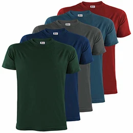 Herren T-Shirts 5er Set mit Rundhalsausschnitt, einfarbig Größe S M L XL XXL 3XL 4XL - Größe M, Earth