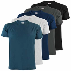 ALPIDEX Herren T-Shirts 5er Set mit Rundhalsausschnitt, einfarbig Water