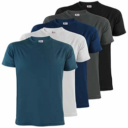 Herren T-Shirts 5er Set mit Rundhalsausschnitt, einfarbig Größe S M L XL XXL 3XL 4XL - Größe M, Water