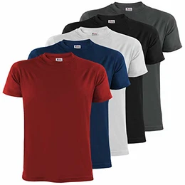 Herren T-Shirts 5er Set mit Rundhalsausschnitt, einfarbig Größe S M L XL XXL 3XL 4XL, Größe:XL, Farbe:Fire