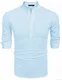 COOFANDY Herren Hemd Langarmshirt Leinenshirt aus Baumwolle Leinen Henley-Kragen Kurzen Kragen Regular Fit Freizeit Sommer Leinenhemd für Männer