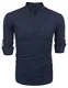 COOFANDY Herren Hemd Langarmshirt Leinenshirt aus Baumwolle Leinen Henley-Kragen Kurzen Kragen Regular Fit Freizeit Sommer Leinenhemd für Männer
