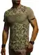 Leif Nelson Herren Sommer T-Shirt Rundhals-Ausschnitt Slim Fit Baumwolle-Anteil Moderner Männer T-Shirt Crew Neck Hoodie-Sweatshirt Kurzarm lang LN405 Khaki Medium