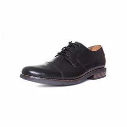 Herren Becken Cap Derbys, Schwarzes Leder, 43 EU