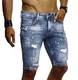 Leif Nelson Herren Jeans Shorts Sommer Jogger Kurze Hose Jeanshose Chinos Cargo Bermuda Stretch Slim Fit LN9310; W32; Blau