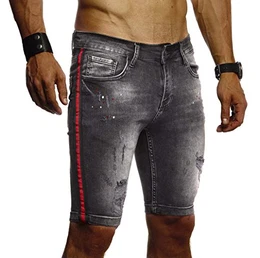 Herren Jeans Shorts Sommer Jogger Kurze Hose Jeanshose Chinos Cargo Bermuda Stretch Slim Fit LN9295; W29; Schwarz