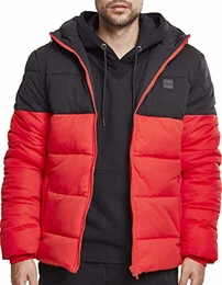Herren Winterjacke mit Kapuze, firered/blk, M