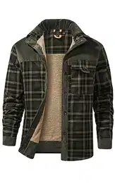 Herren Thermohemd Flanellhemd Winterjacke Fleecefutter schützendem Innenfutter Holzfällerhemd Arbeitshemd 3251 Dark Green M