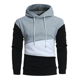 Pullover Herren Langarm Hoodie Nähte Farbe Mantel Jacke Outwear Sport Oberteile Kapuzenpullover Hoodie GreatestPAK,Grau,M