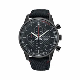 Chronograph Herren-Uhr mit Titankarbidauflage und Textilband SSB315P1