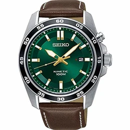 Herren-Uhr Kinetik Edelstahl mit Lederband SKA791P1