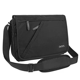EKOOS Laptoptasche Messenger Bag Umhängetasche, Unisex Kuriertasche Aktentasche Schultertasche mit Laptopfache A4 Ordner für Arbeit, Uni, Sports (Schwarz, 15,6 Zoll)