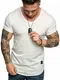 REPUBLIX Oversize Herren Vintage T-Shirt Verwaschen Sommer V-Neck Basic V-Ausschnitt Shirt R8 Weiß M