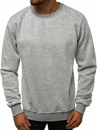 Herren Sweatshirt Pullover Langarm Farbvarianten Langarmshirt Pulli ohne Kapuze Baumwolle Baumwollemischung Classic Basic Rundhals-Ausschnitt Sport 05B GRAU M