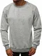 OZONEE Herren Sweatshirt Pullover Langarm Farbvarianten Langarmshirt Pulli ohne Kapuze Baumwolle Baumwollemischung Classic Basic Rundhals-Ausschnitt Sport 05B GRAU M