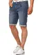 Indicode Herren Caden Jeans Shorts mit 5 Taschen aus 98% Baumwolle   Kurze Denim Stretch Hose Used Look Washed Destroyed Regular Fit Men Short Pants Freizeithose f. Männer Indigo Blue M