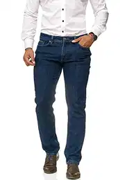 Herren Jeans - Bügelleicht - Regular-Fit Stretch - Business Freizeit - Hochwertige Jeans-Hose Blau 32W / 32L