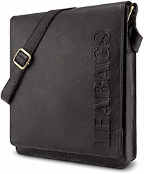 LEABAGS London Leder-Umhängetasche Laptoptasche Messenger Bag Violett
