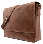 LEABAGS Oxford Umhängetasche Leder Laptoptasche 15 Zoll WesternBraun