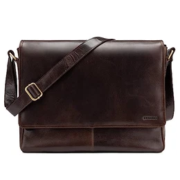 Messenger Bag, Oxford Echtleder Umhängetasche Herren Ständiger Begleiter, Leder Laptoptasche bis 15 Zoll Ausreichend Platz, Umhängetasche mit Schultergurt Begleiter Zur Arbeit