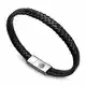 Casisto.J Lederarmband Herren Armband Herren Männer Leder Edelstahl Gravur Schwarz Braun Geflochten mit Magnet Verschluss