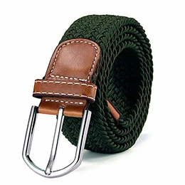 Stoffgürtel Stretchgürtel geflochten und elastisch Gürtel für Damen und Herren Länge 100 cm bis 130 cm grün