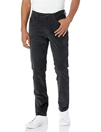 Herren 5-Pocket-Cordhose, Komfortabler Stretch, Schmale Passform, Grau, 32W / 33L