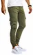 Leif Nelson Herren Hose Jeans Jeanshose Chino Cargo Chinohose Jogger Freizeithose Slim Fit LN9285; W32L30, Khaki