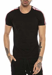Herren T-Shirt TRBC Line Slim Fit Round Neck Schwarz S