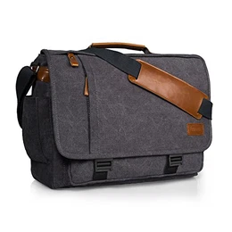Laptoptasche 17/17,3 Zoll Umhängetasche Canvas für Arbeit Uni Grau