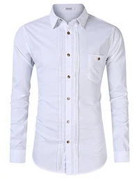 Herren Trachtenhemd Slim fit kariert Langarmhemd Bestickt Baumwolle- (Verpackung MEHRWEG), Weiß, Gr.- M / 36